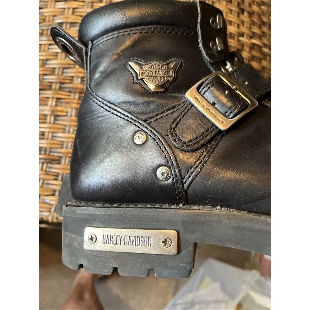 Vintage Harley Davidson Boots Men's‎  Brake Buckle Black Motorcycle Steel Toe 12